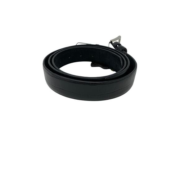 Tru Fit Black Genuine Leather Belt Mens Size 44 Croc Embossed NEW - Picture 3 of 4